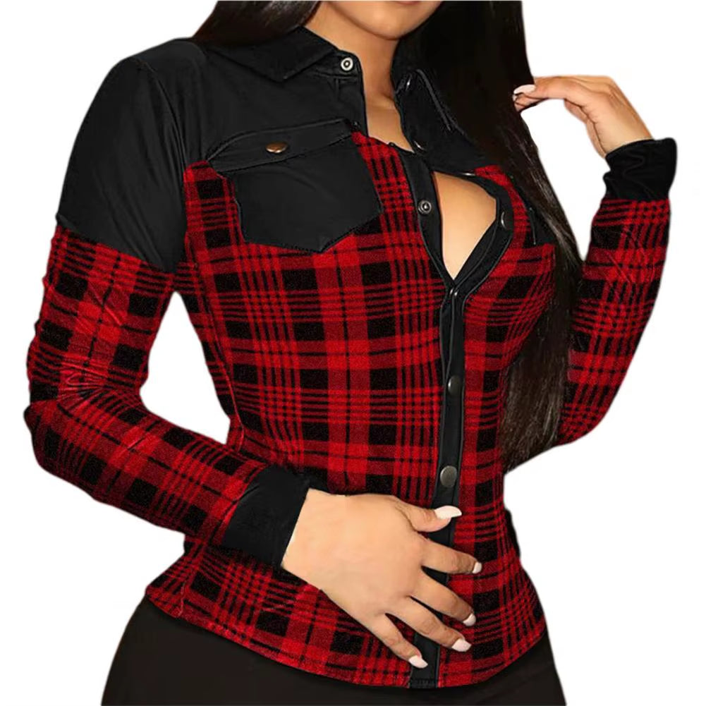 Faux Leather Blouse Women Shirts Single Breasted Long Sleeve Lapel Shirts for Women Slim Top Ladies Leather Shirts Female Blouse