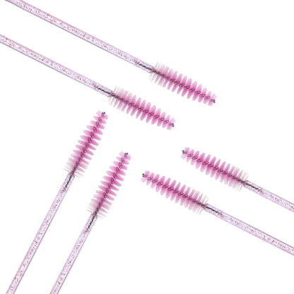 100 PCS Disposable Mascara Brushes Crystal Eyelash Brushes Mascara Wands Applicator Eyelash Extensions Makeup Tools Eyebrow Brush (Pink)