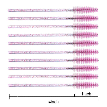 100 PCS Disposable Mascara Brushes Crystal Eyelash Brushes Mascara Wands Applicator Eyelash Extensions Makeup Tools Eyebrow Brush (Pink)